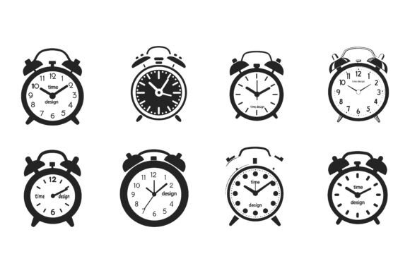 Alarm Clock Silhouette with a Bell: Iconic Vector Design