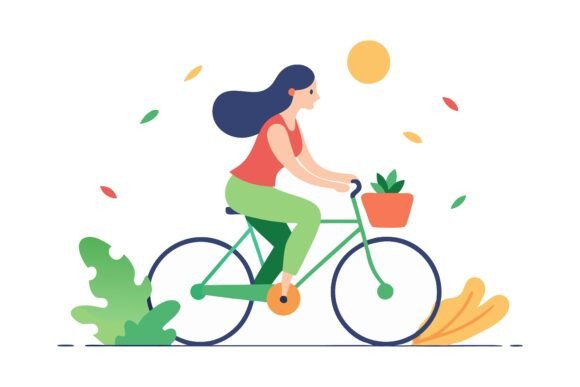 Bringing Joy to Your Projects with a Young Girl Riding Bicycle Illustration