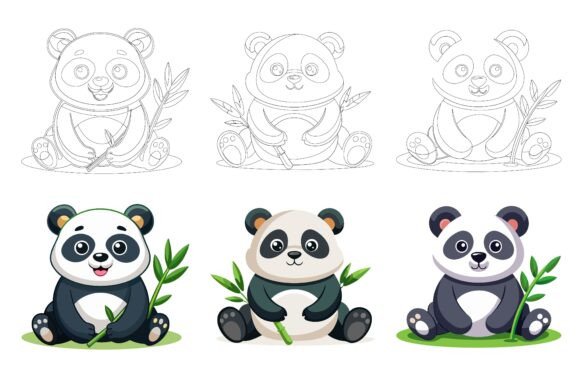 Sitting Cute Panda: A Versatile AI EPS Illustration Set for Designers